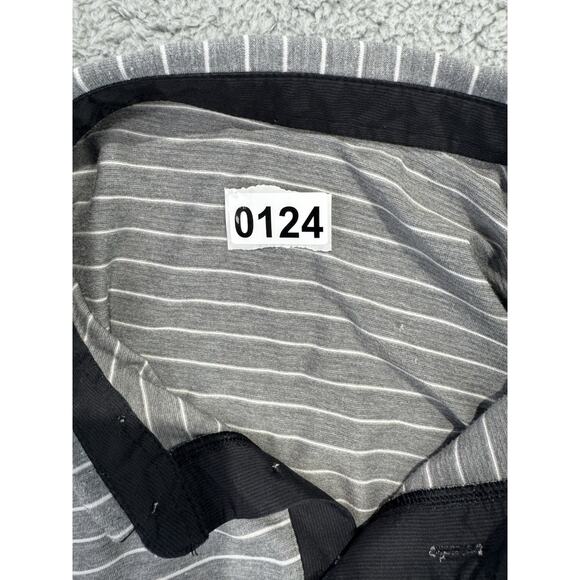 Lululemon Evolution Mens M/L Gray Striped Short Sleeve Polo Shirt - Picture 9 of 10